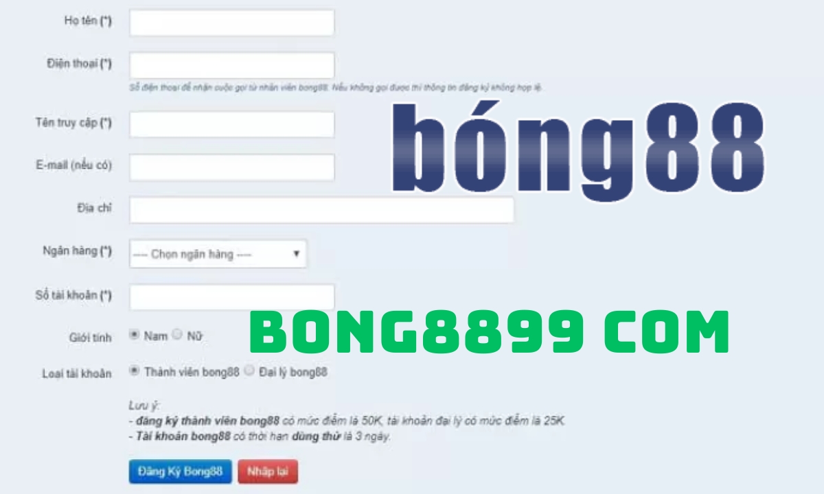 Hướng dẫn đăng ký tài khoản bong8899 com